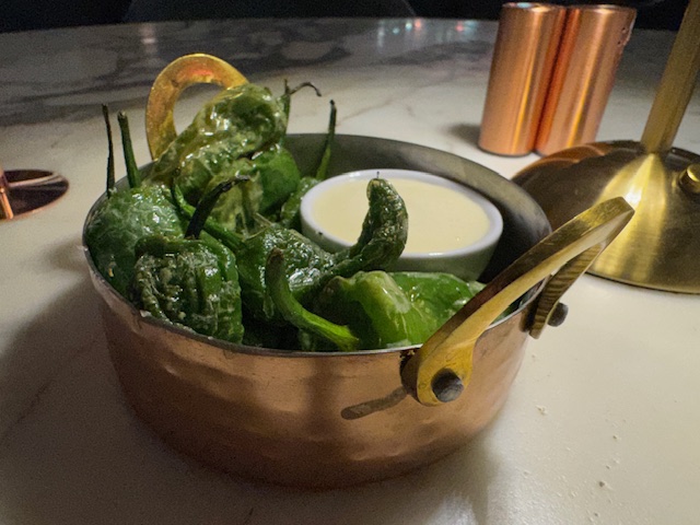 Padron peppers at Tender at Manchester's Stock Exchange Hotel