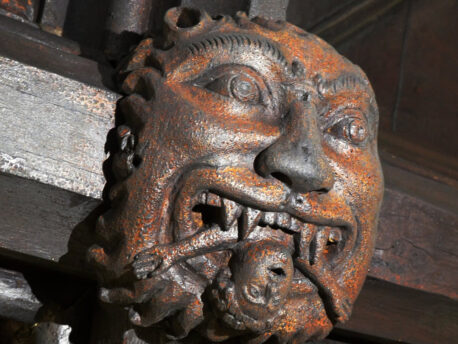 A macabre gargoyle from the Manchester ghost tour by Jonathan Schofield.