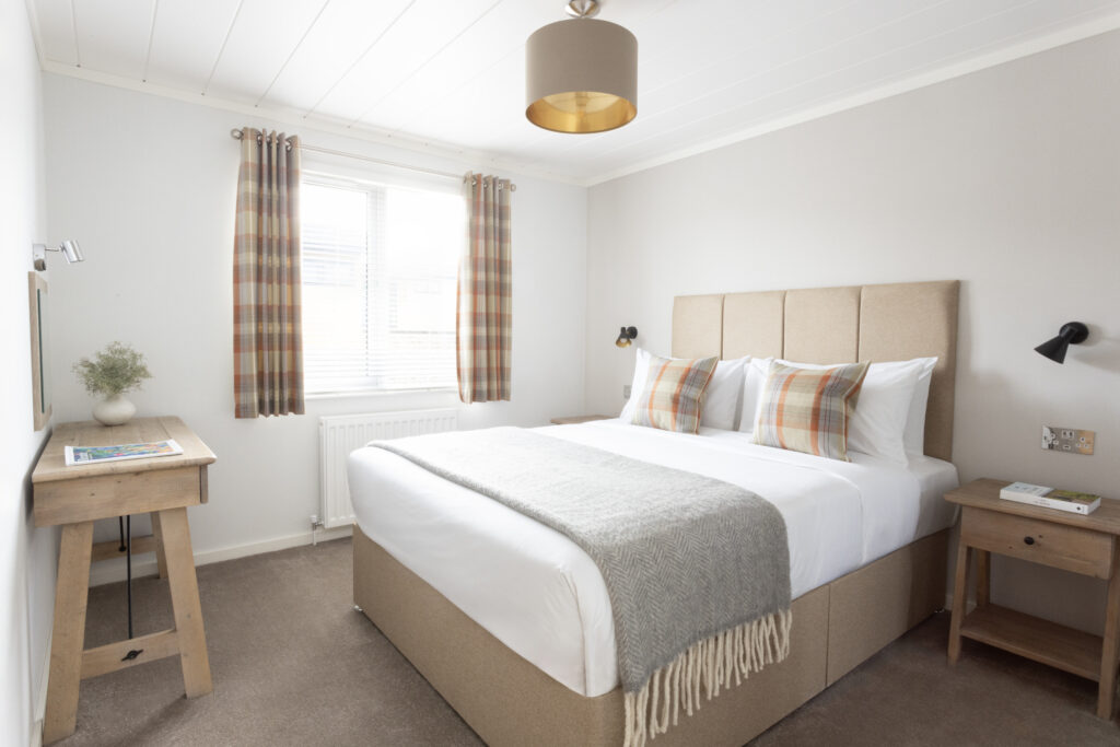 Bedrooms in Hilltop Lodges at Lost Shore In Edinburgh