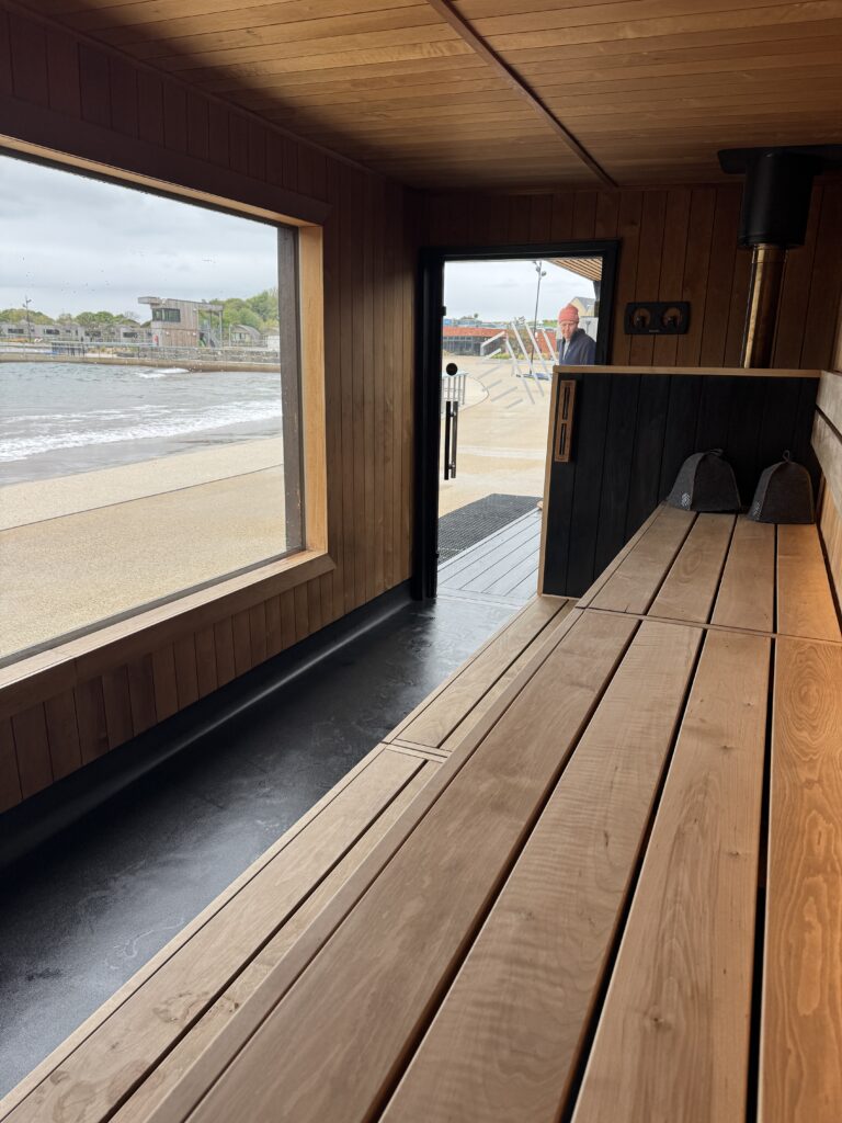 Interior sauna at Lost Shore Edinburgh in April 2026