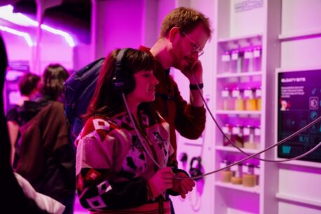 A man and a woman exploring the exhibits at the Science and Industry Museum in Manchester.